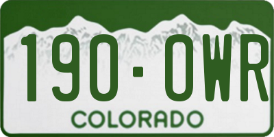 CO license plate 190OWR