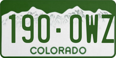CO license plate 190OWZ