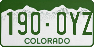 CO license plate 190OYZ
