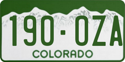 CO license plate 190OZA
