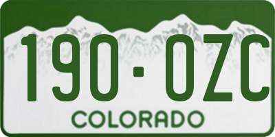 CO license plate 190OZC