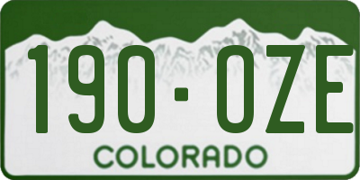 CO license plate 190OZE