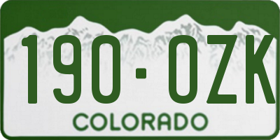 CO license plate 190OZK