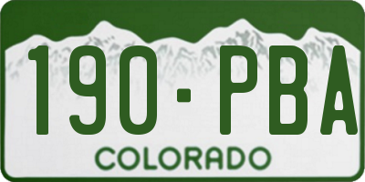 CO license plate 190PBA