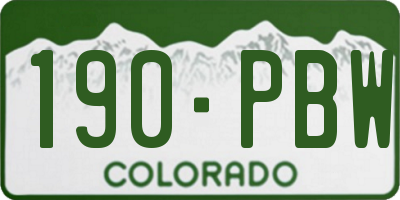 CO license plate 190PBW