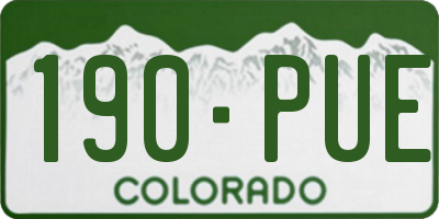 CO license plate 190PUE