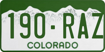 CO license plate 190RAZ