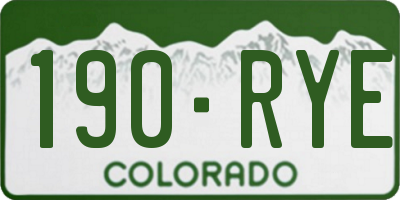 CO license plate 190RYE