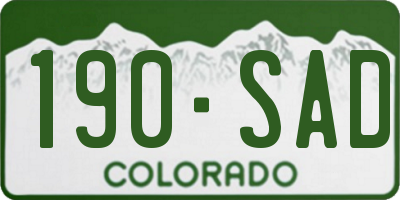 CO license plate 190SAD