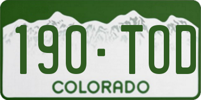 CO license plate 190TOD