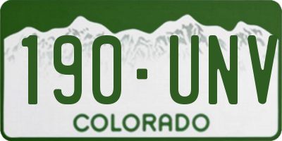 CO license plate 190UNV