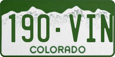 CO license plate 190VIN