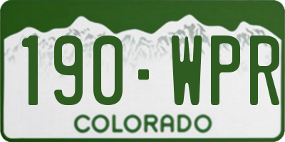 CO license plate 190WPR