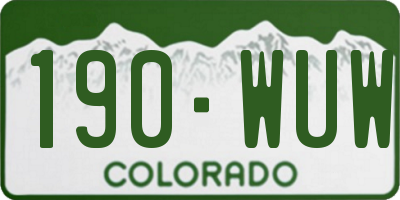 CO license plate 190WUW