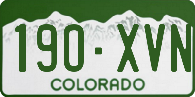 CO license plate 190XVN