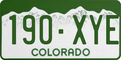CO license plate 190XYE