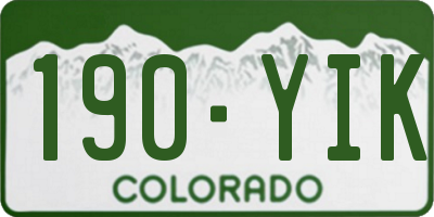 CO license plate 190YIK