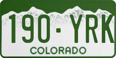 CO license plate 190YRK