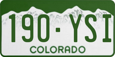 CO license plate 190YSI