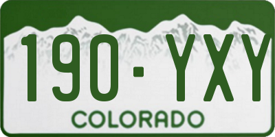 CO license plate 190YXY