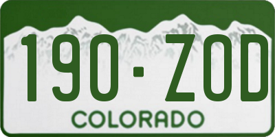 CO license plate 190ZOD