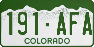 CO license plate 191AFA