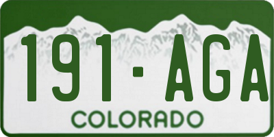 CO license plate 191AGA
