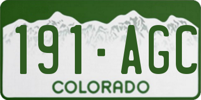 CO license plate 191AGC