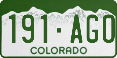 CO license plate 191AGO