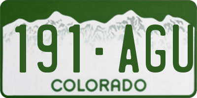 CO license plate 191AGU