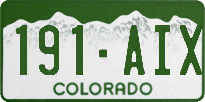 CO license plate 191AIX