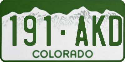 CO license plate 191AKD
