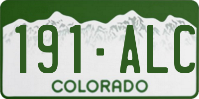 CO license plate 191ALC