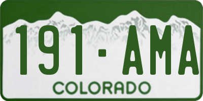 CO license plate 191AMA