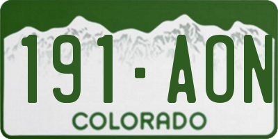 CO license plate 191AON