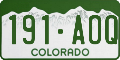 CO license plate 191AOQ