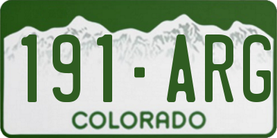 CO license plate 191ARG