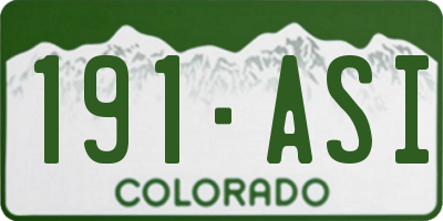 CO license plate 191ASI
