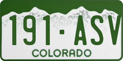 CO license plate 191ASV
