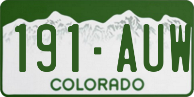 CO license plate 191AUW