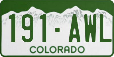 CO license plate 191AWL