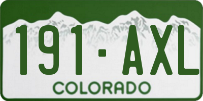 CO license plate 191AXL