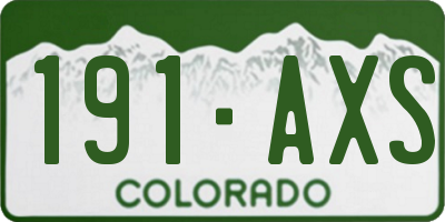 CO license plate 191AXS