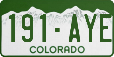 CO license plate 191AYE