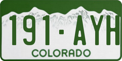CO license plate 191AYH