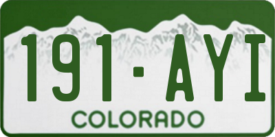 CO license plate 191AYI