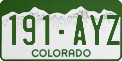 CO license plate 191AYZ