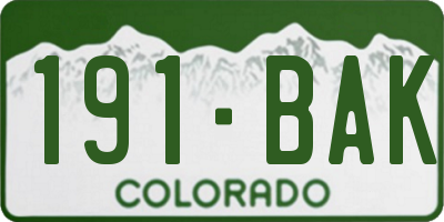 CO license plate 191BAK