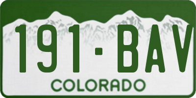 CO license plate 191BAV