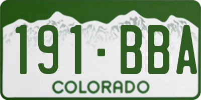 CO license plate 191BBA